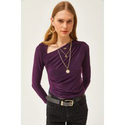 Olalook Women's Damson One-Shoulder Lycra Sandy Blouse