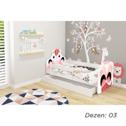 KREVET ZA DECU ANIMALS 160X80 CM SA DODATNOM FIOKOM WHITE ACMA VII 03