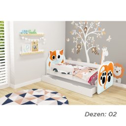 KREVET ZA DECU ANIMALS 180X80 CM SA DODATNOM FIOKOM WHITE ACMA VII 02