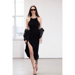 Trendyol Black Limited Edition Barbell Neck Draped Bodycon Stretchy Maxi Pencil Knit Dress
