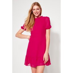 Trendyol Fuchsia A-Cut Flounce Chiffon Lined Woven Woven Dress