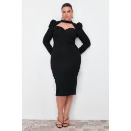 Trendyol Curve Black Body-fitting Woven Elegant Evening/Night/Graduation Dress