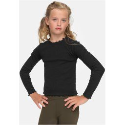 Girls' Long Sleeve Short Rib Black