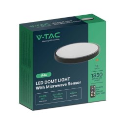 LED PLAFONJERA SA MICROWAVE SENZOROM POKRETA 18W 1800lm 4000K IP44 RD CRNA VTAC