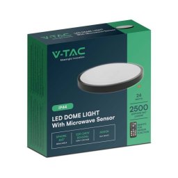 LED PLAFONJERA SA MICROWAVE SENZOROM POKRETA I DALJINSKIM 24W 2400lm 4000K IP44 RD CRNA VTAC