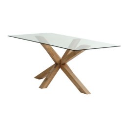Trpezarijski sto 90x190 cm staklo/hrast