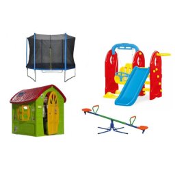 Dečiji komplet MEGA za dvorište (Mega) Kućica + Set 7u1 + Klackalica + Trambolina
