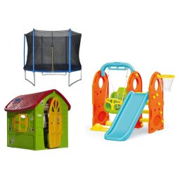 Dečiji komplet PARADISE za dvorište (P) Kućica + Set 4u1 + Trambolina