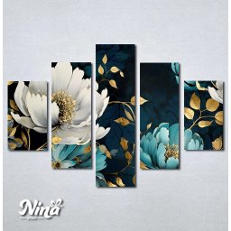 Slike na platnu Tirkizni i beli cvet Nina540_5
