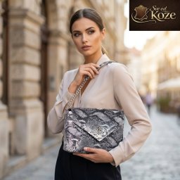 Siva zmija elegantna ženska kožna torba Bella