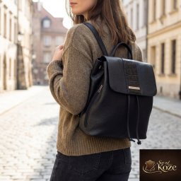 Crni elegantni ženski kožni ranac Gloria