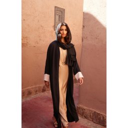 Trendyol Black Color Block Aerobin Abaya/Abaya & Dress 2-Piece Woven Suit