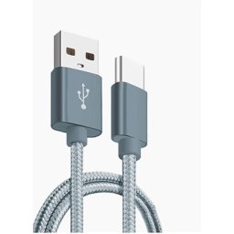Xwave USB kabl TIP-C/USB 3.0(tip A-muški)-USB 3.1 (TIP C-muški)/dužina1,2m/3A/Aluminium/tamno sivi upleten ( USB TIP-C 1.2m 3A Al /grey me