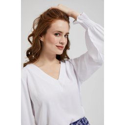 Women's blouse with lace on the back MOODO - white