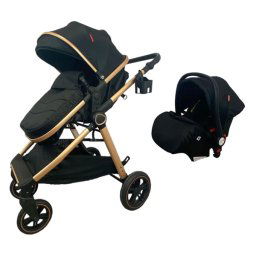 NouNou Kolica za bebe X1 Black Gold Set 2u1