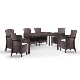 Baštenski set Duži sto + 6 Lido stolica - braon