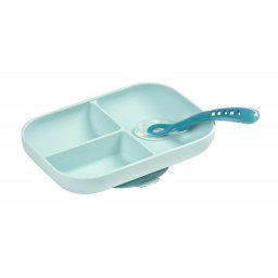 BEABA silikonski set za jelo, 2 dela sa pregradama, blue