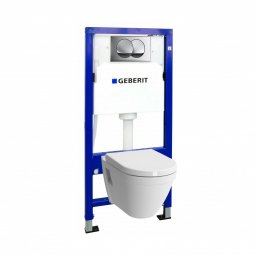 WC SET - Geberit ugradni vodokotlić sa zidnim nosačem+Geberit hrom taster+Vitra S50 konz. wc šolja+wc soft close daska