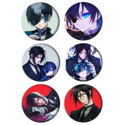Black Butler Paket set bedževi 37mm anime (6 kom)