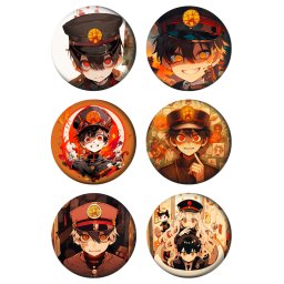 Toilet-bound Hanako-kun Paket set bedževi 37mm anime (6 kom)