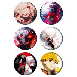 Tokijski gul Tokyo Ghoul Paket set bedževi 37mm anime (6 kom)