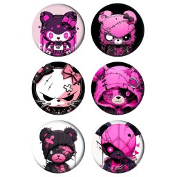 Paket set bedževi 37mm Emo kitty (6 kom)