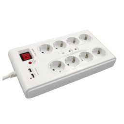 Produžni kabl 8xšuko+2xUSB-A sa prenaponskom zaštitom 3.0m