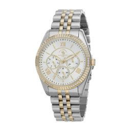 Ženski polo santa barbara unique multifunction beli srebrni zlatni sportsko elegantni ručni sat sa bikolor metalnim kaišem ( sb.1.10005.5 )