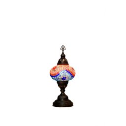 Stona lampa, mozaik plavi/crveno/žuti talasi, prečnik 15 cm