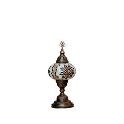 Stona lampa, braon/bijeli mozaik, prečnik 15 cm