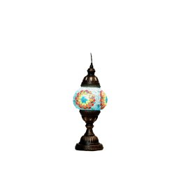 Stona lampa, mozaik plavi/crveno/žuti, prečnik 15 cm
