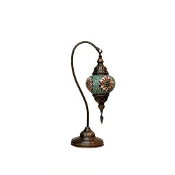 Stona lampa "Labud", mozaik zeleno/crveni, prečnik 12 cm