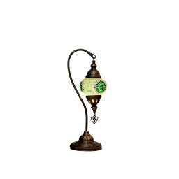 Stona lampa "Labud", mozaik zeleno/bijeli, prečnik 12 cm