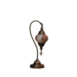 Stona lampa "Labud", mozaik crveno/žuto/plavi, prečnik 12 cm