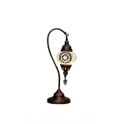 Stona lampa "Labud", mozaik bijeli/crni, prečnik 12 cm
