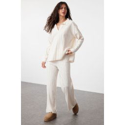 Trendyol Stone Wide Pattern Knitwear Bottom-Top Set