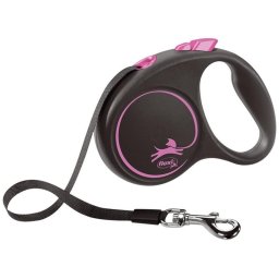 Flexi Povodac Black Design S Tape 5m - Roze
