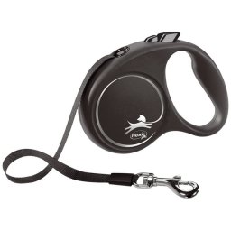 Flexi Povodac Black Design S Tape 5m - Srebrna