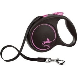 Flexi Povodac Black Design M Tape 5m - Pink