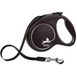 Flexi Povodac Black Design M Tape 5m - Srebrna