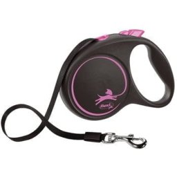 Flexi Povodac Black Design L Tape 5m - Roze