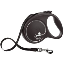 Flexi Povodac Black Design L Tape 5m - Srebrna