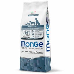Monge Natural Superpremium Dog All Breeds Puppy And Junior Monoprotein Trout With Rice And Potatoes 12 kg