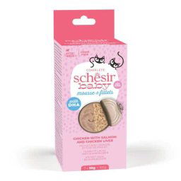 Schesir Baby Cat – Piletina i Losos Mulitipack 3×55g – 165g