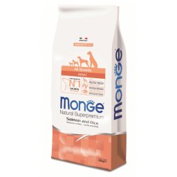 Monge Natural Superpremium Dog All Breeds Adult Monoprotein Salmon With Rice - 12 kg
