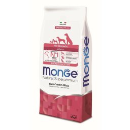 Monge Natural Superpremium Dog All Breeds Adult Monoprotein Beef With Rice - 12 kg