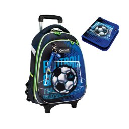Anatomski set CONNECT - ranac sa točkićima + pernica - Football