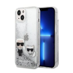 Maska Karl Lagerfeld Hc Liquid Glitter Karl&Choupette za iPhone 14 6.1 srebrna (KLHCP14SGKCS)