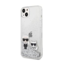 Maska Karl Lagerfeld Hc Liquid Glitter Karl&Choupette za iPhone 14 Plus 6.7 srebrna(KLHCP14MGKCS)