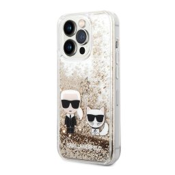 Maska Karl Lagerfeld Hc Liquid Glitter Karl&Choupette za iPhone 14 Pro 6.1 zlatna (KLHCP14LGKCD)